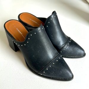 Report Black Studded Leather Heeled Mule Size 6.5